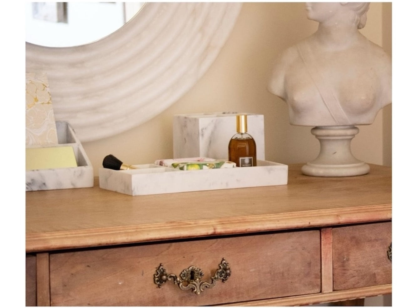 Schreibtisch-Organizer Marmor weiß