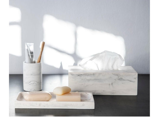 Taschentuchbox Marmor weiß