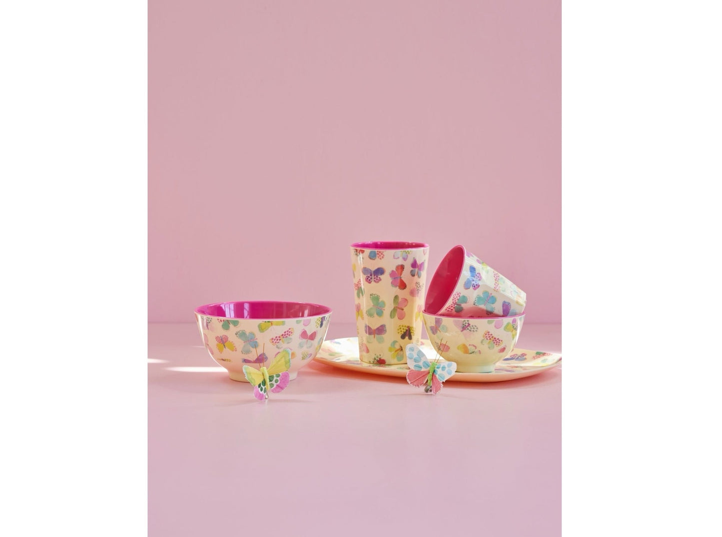 Rechteckig Melamin Teller - 'Butterfly' Print - Groß