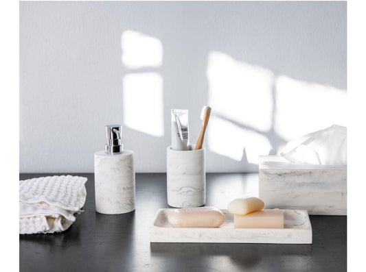 Badezimmertablett Marmor weiß