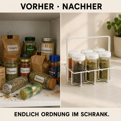 Metallkorb mit Gewürzgläsern WHITE