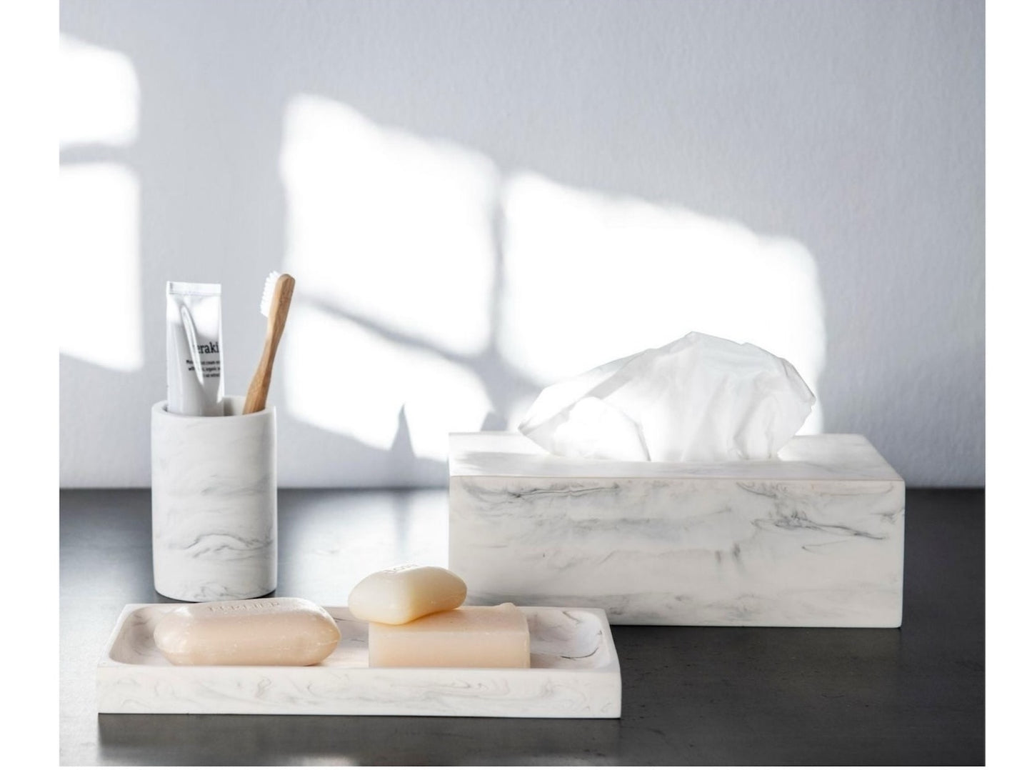 Taschentuchbox Marmor weiß