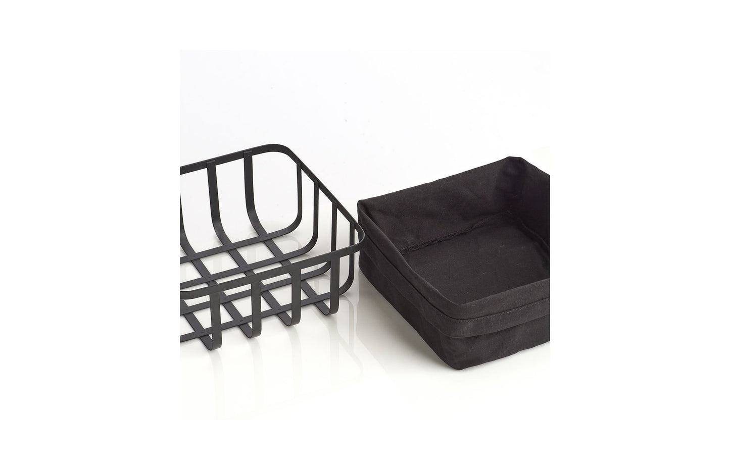 Brotkorb mit Stoffbeutel - schwarz