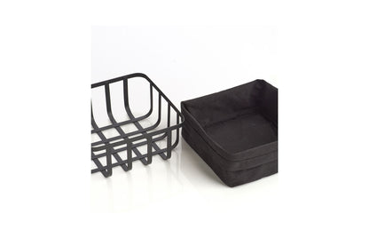 Brotkorb mit Stoffbeutel - schwarz