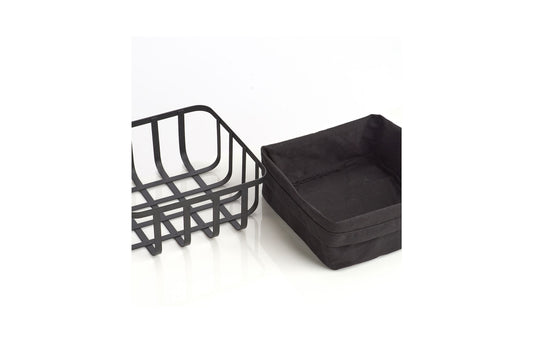 Brotkorb mit Stoffbeutel - schwarz