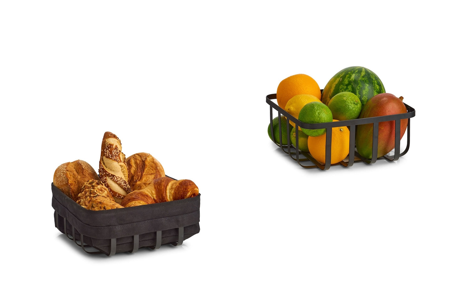 Brotkorb mit Stoffbeutel - schwarz