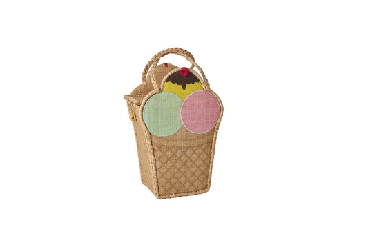 Kleine Raffia Tasche - 'Ice Cream' Theme