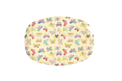 Rechteckig Melamin Teller - 'Butterfly' Print - Groß