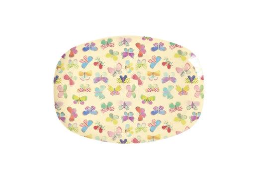 Rechteckig Melamin Teller - 'Butterfly' Print - Groß