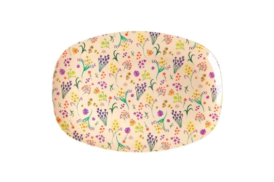 Rechteckig Melamin Teller - 'Wild Flower' Print - Groß