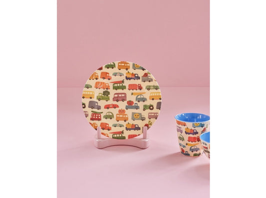 Melamin Kinderteller 'Happy Cars' Print