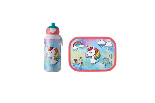 Pausenset Campus (Trinkflasche Pop-up + Brotdose) - Einhorn