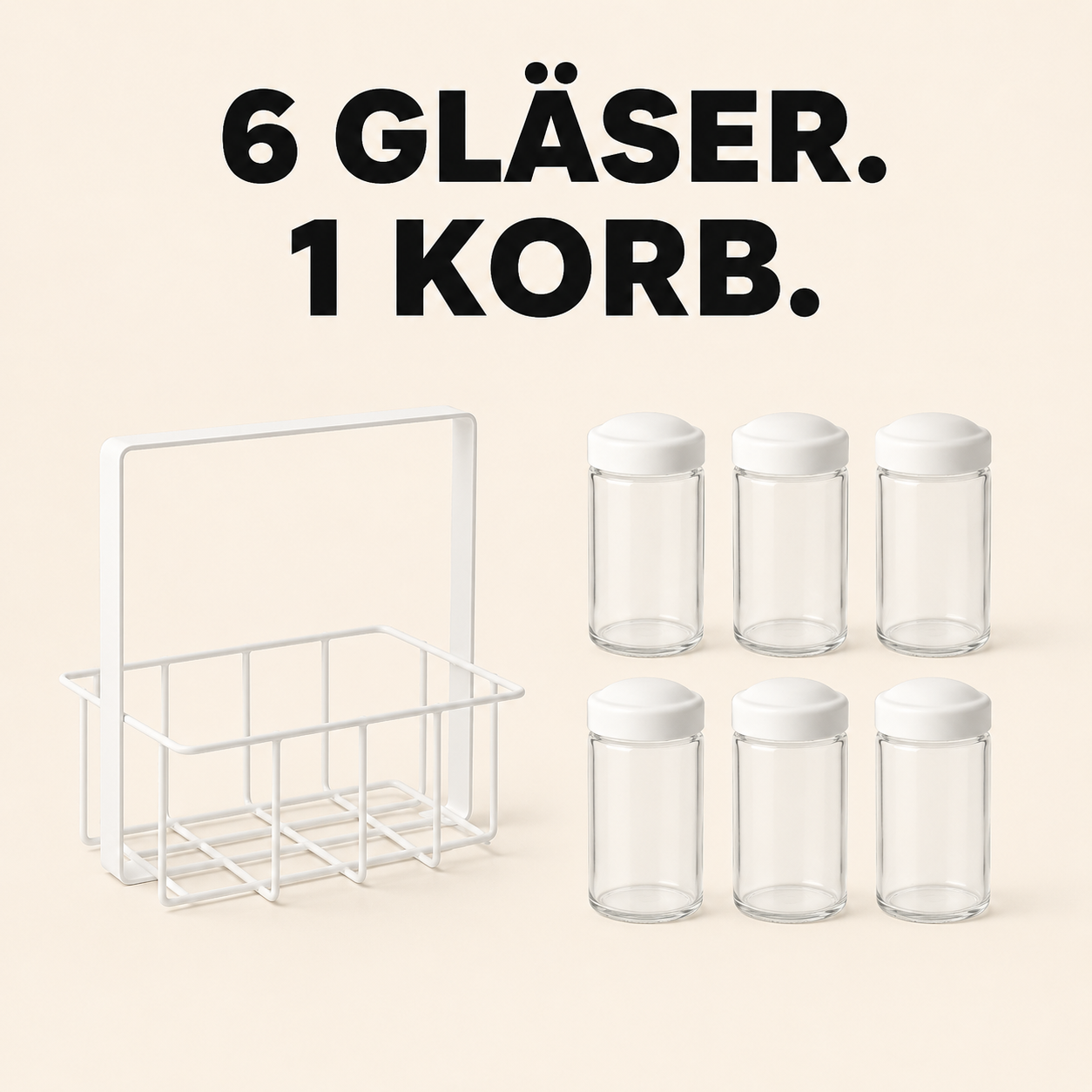 Metallkorb mit Gewürzgläsern WHITE