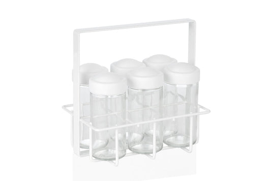 Metallkorb mit Gewürzgläsern WHITE