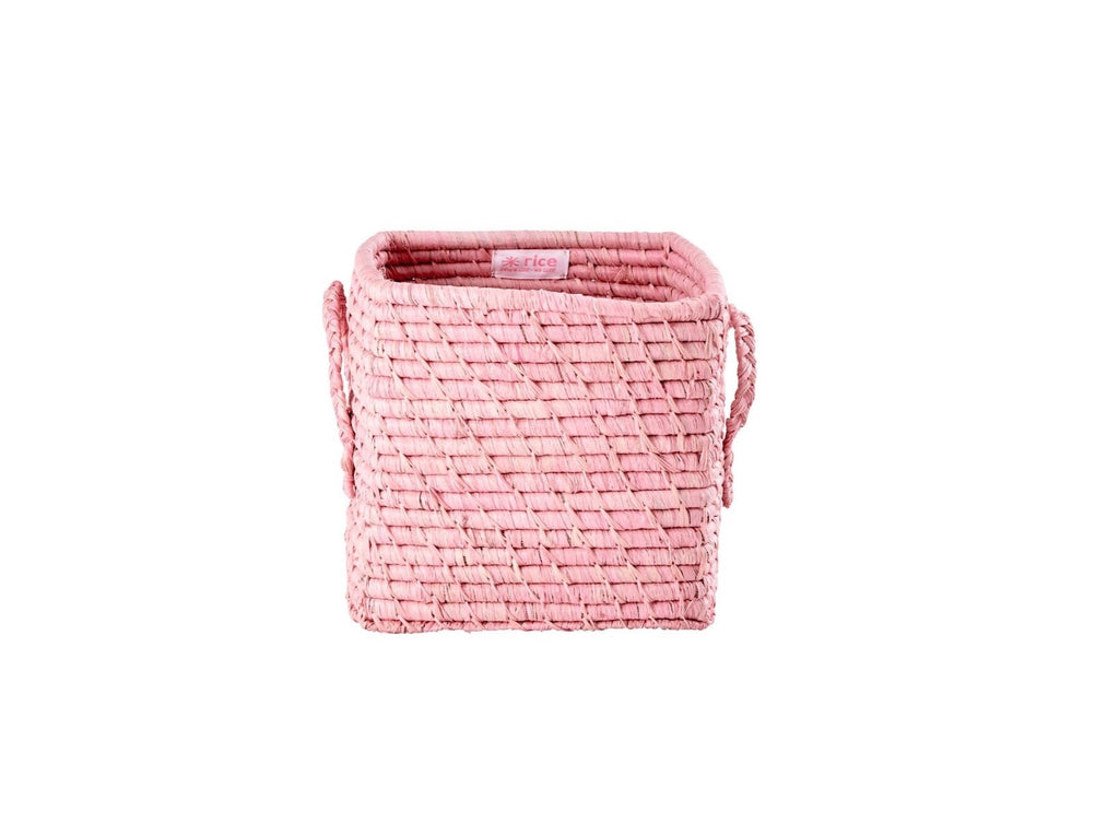 RICE Raffia Aufbewahrungskorb Soft Pink-Small